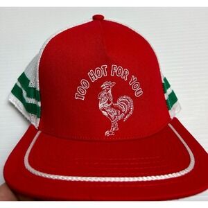 New Sriracha Snapback Mesh Trucker Hat Cap Red White Rooster Too Hot For You